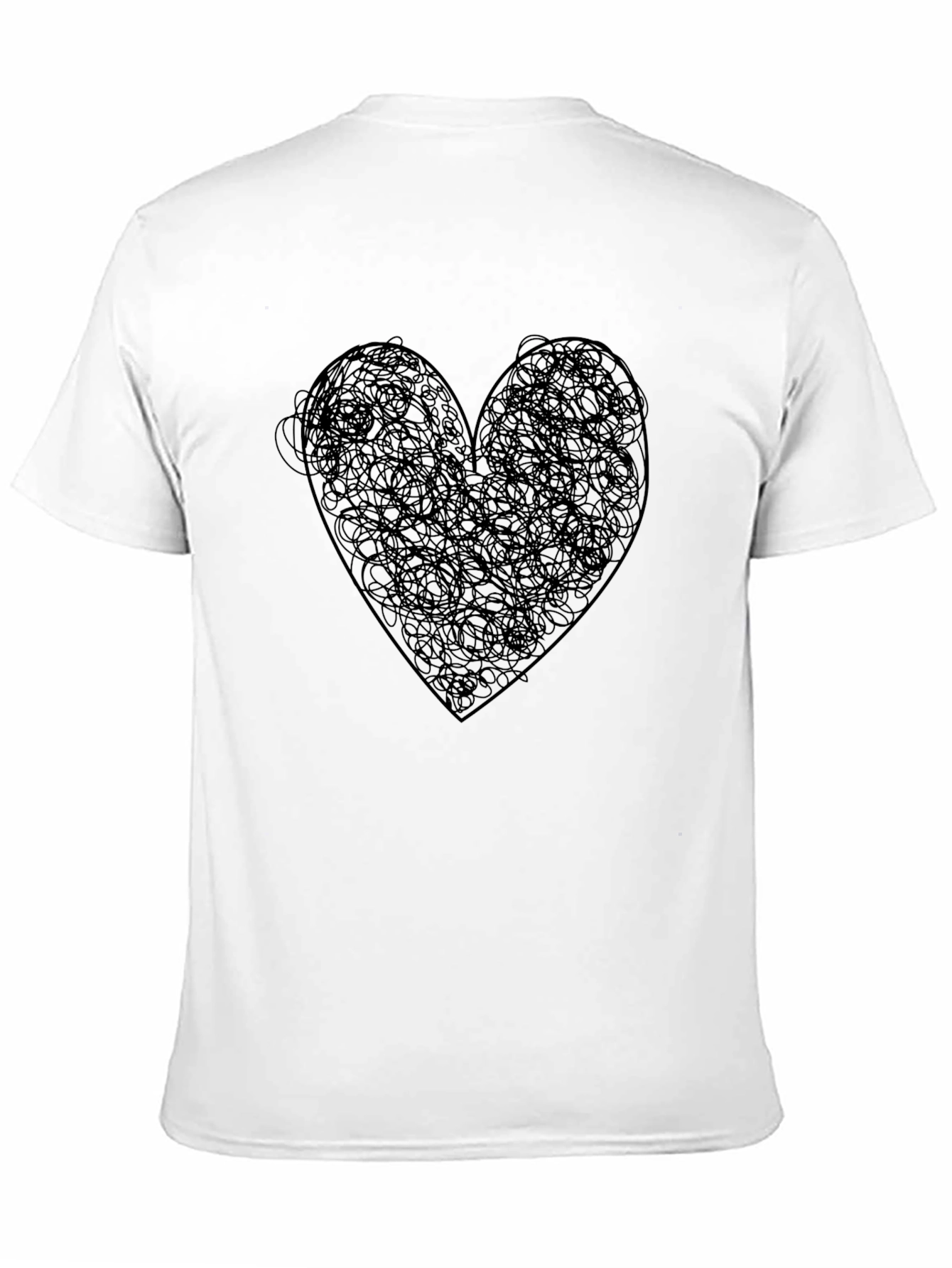 Heart Scribble Graphic Tee - Modern Artistic Black T-Shirt