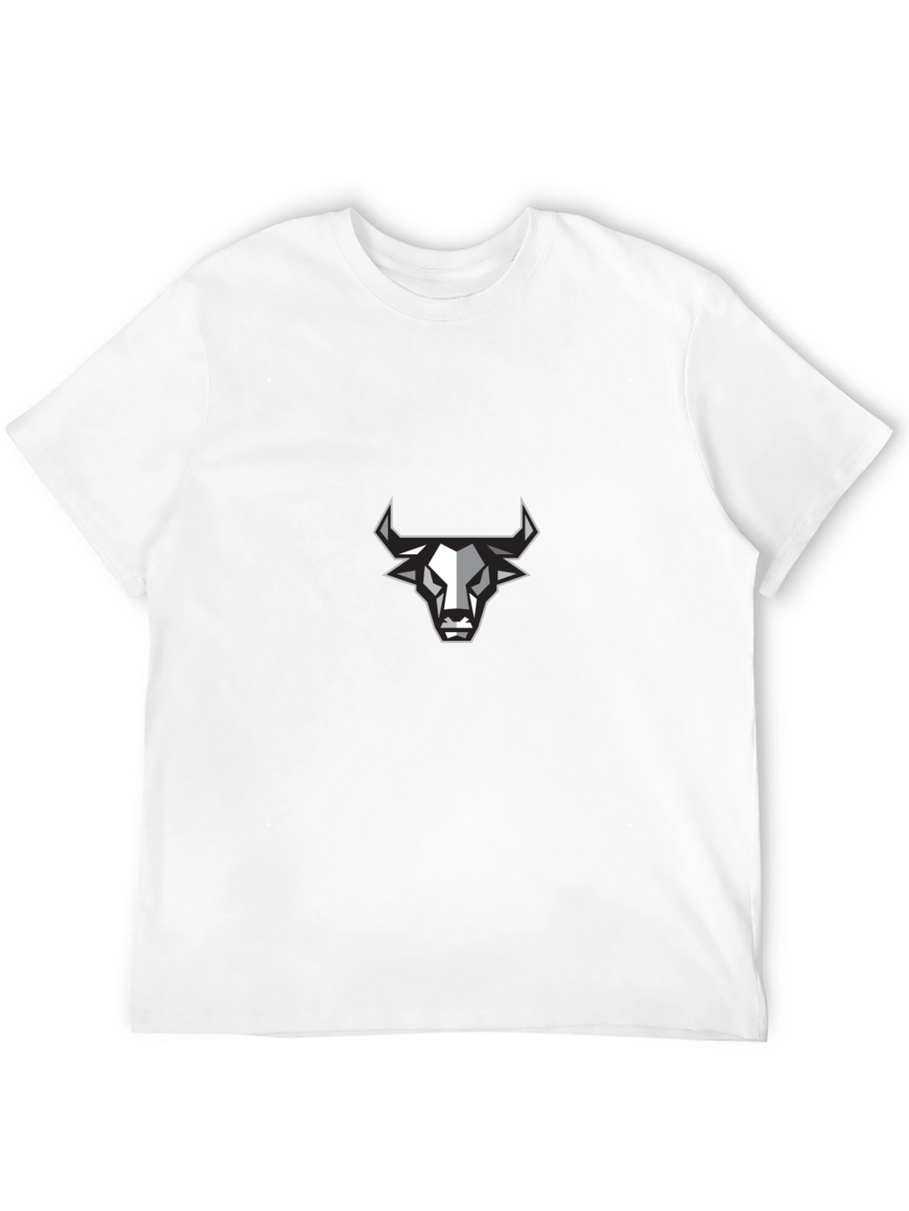 Mens Black T-Shirt with Geometric Bull Design