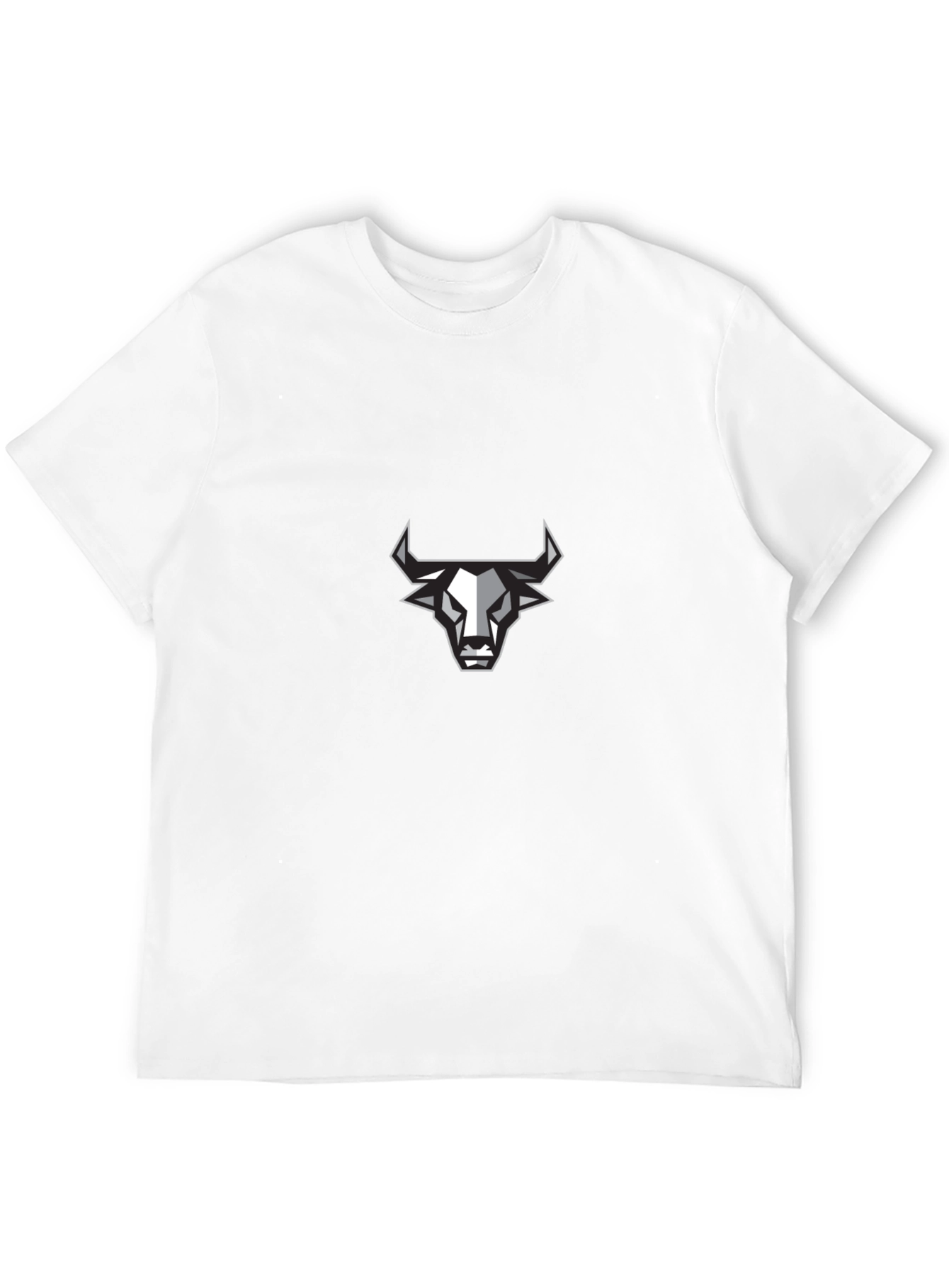 Mens Black T-Shirt with Geometric Bull Design