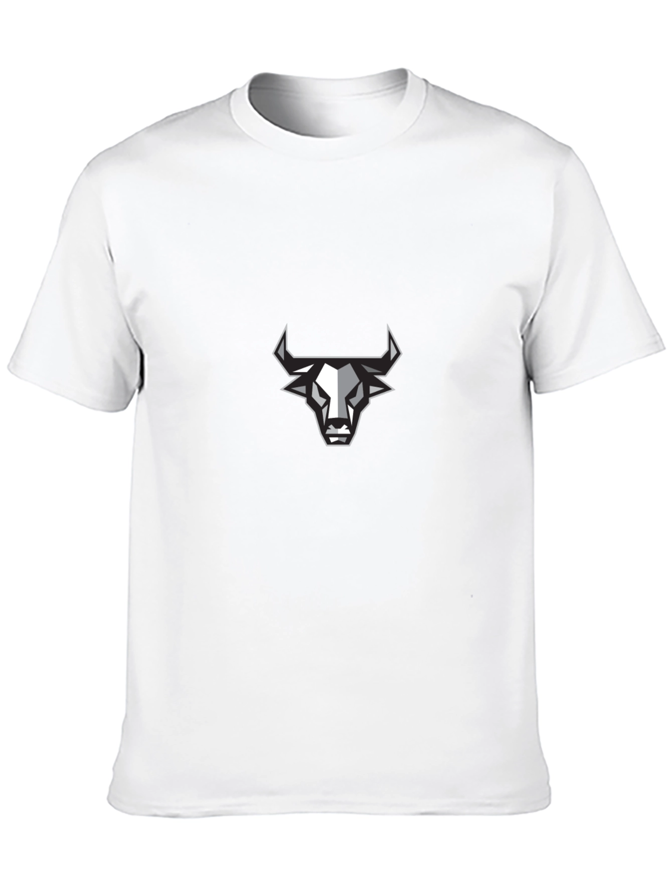 Mens Black T-Shirt with Geometric Bull Design