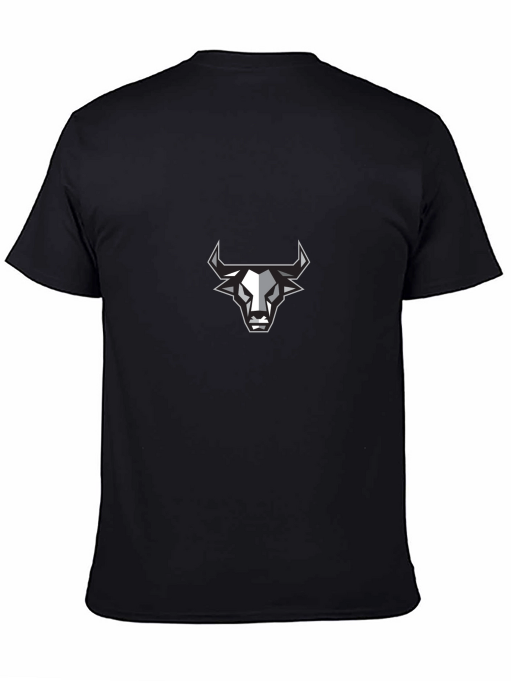 Mens Black T-Shirt with Geometric Bull Design