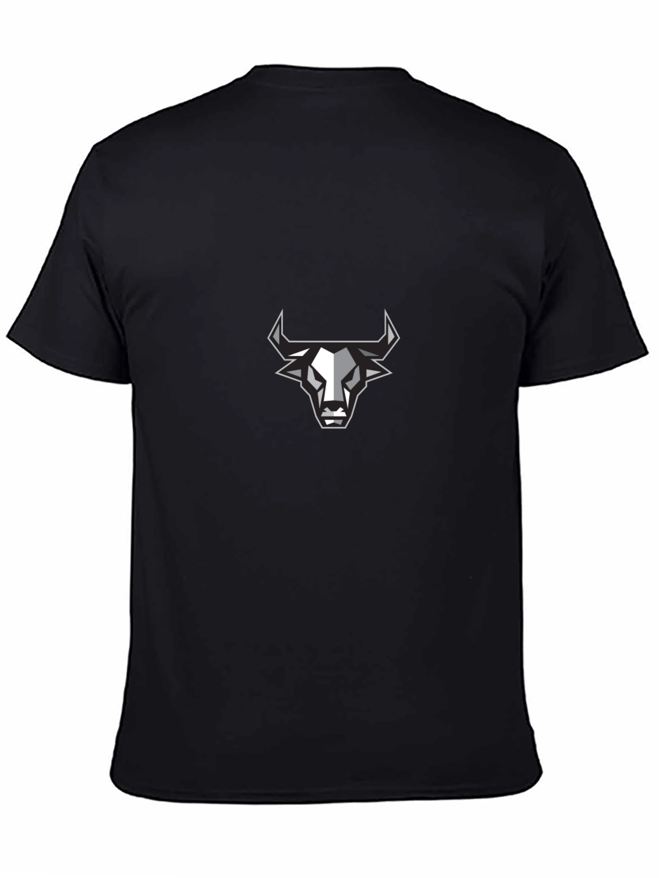 Mens Black T-Shirt with Geometric Bull Design