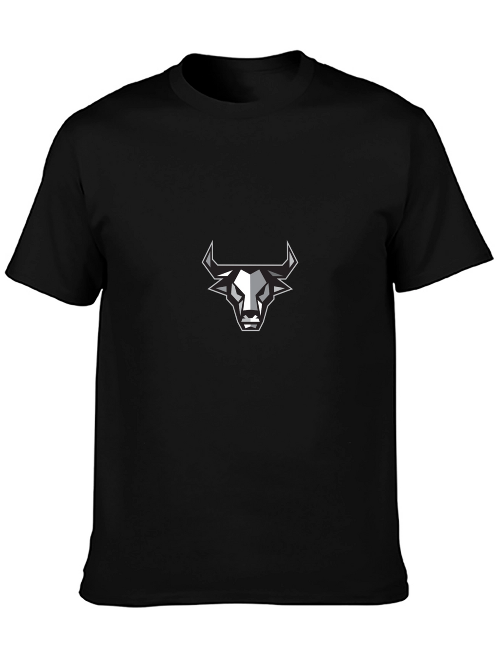 Mens Black T-Shirt with Geometric Bull Design