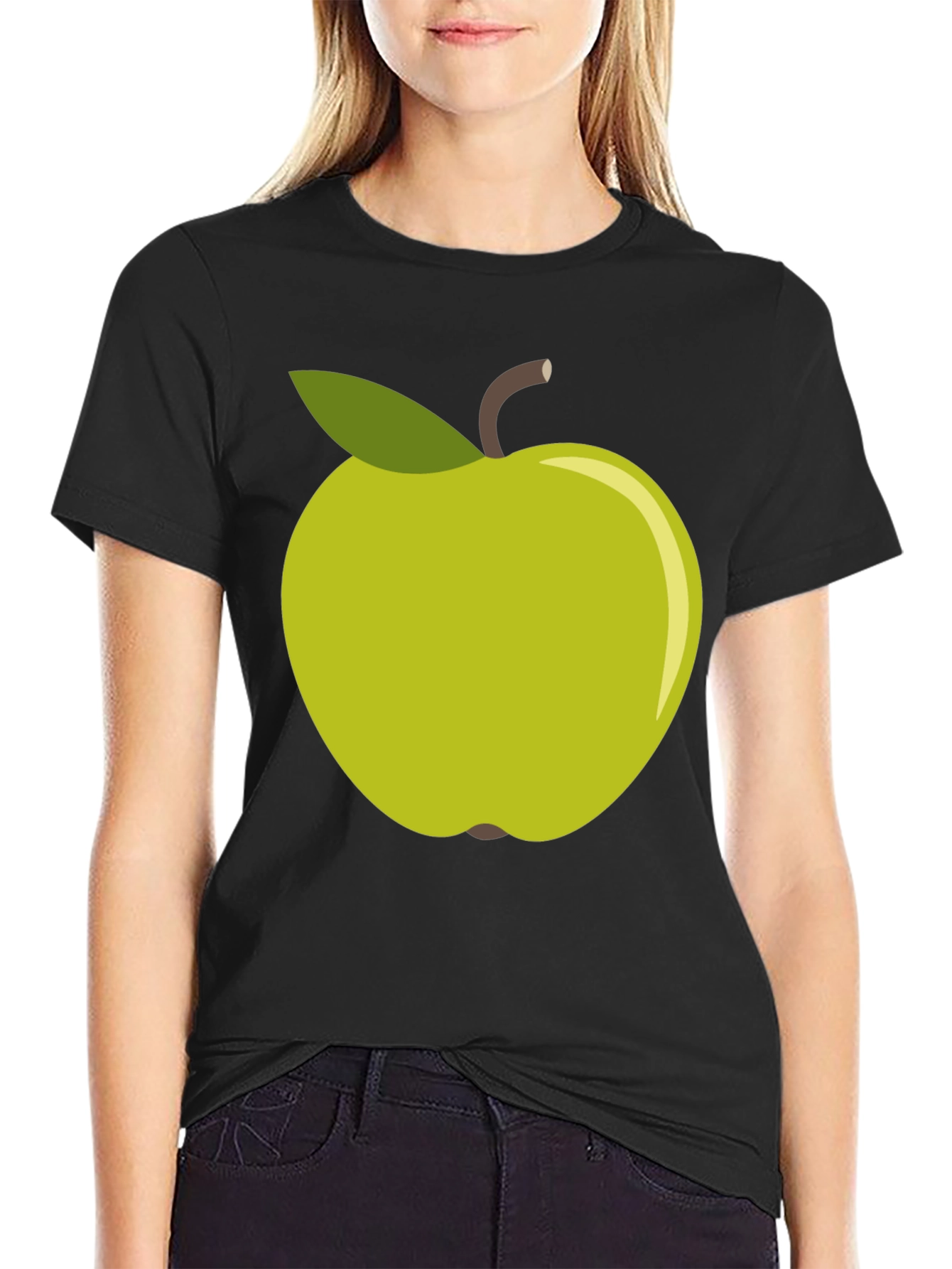 Green Apple Graphic Tee - Casual Cotton T-Shirt