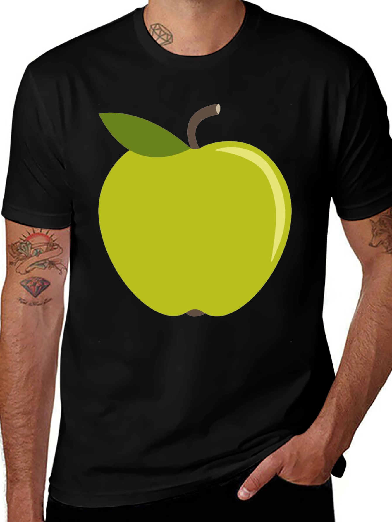 Green Apple Graphic Tee - Casual Cotton T-Shirt