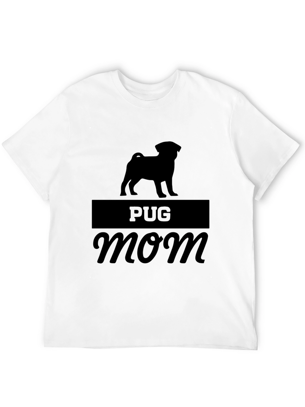 Pug Mom Graphic Tee - Black Cotton Blend