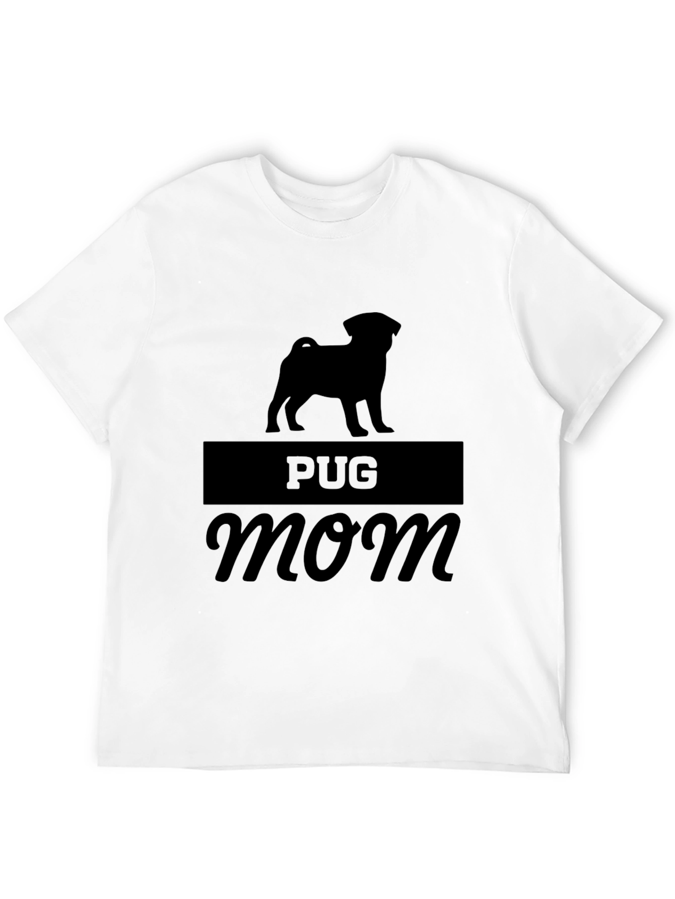Pug Mom Graphic Tee - Black Cotton Blend