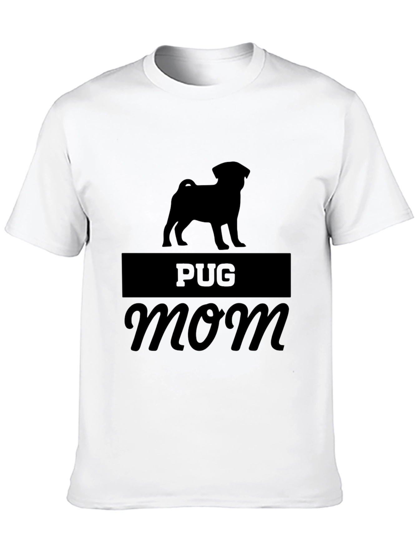 Pug Mom Graphic Tee - Black Cotton Blend