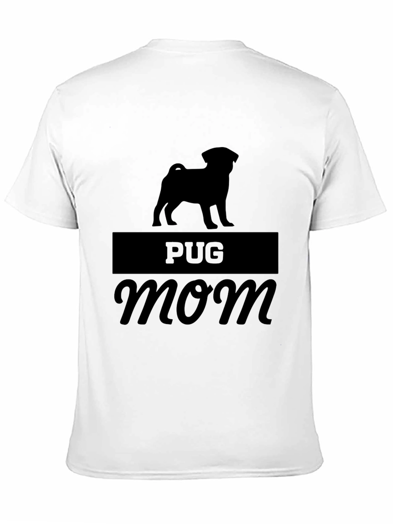 Pug Mom Graphic Tee - Black Cotton Blend
