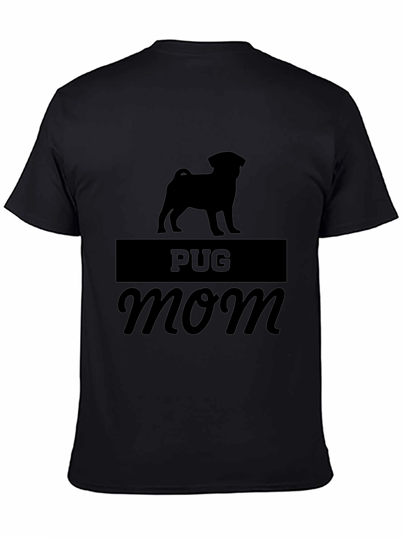 Pug Mom Graphic Tee - Black Cotton Blend