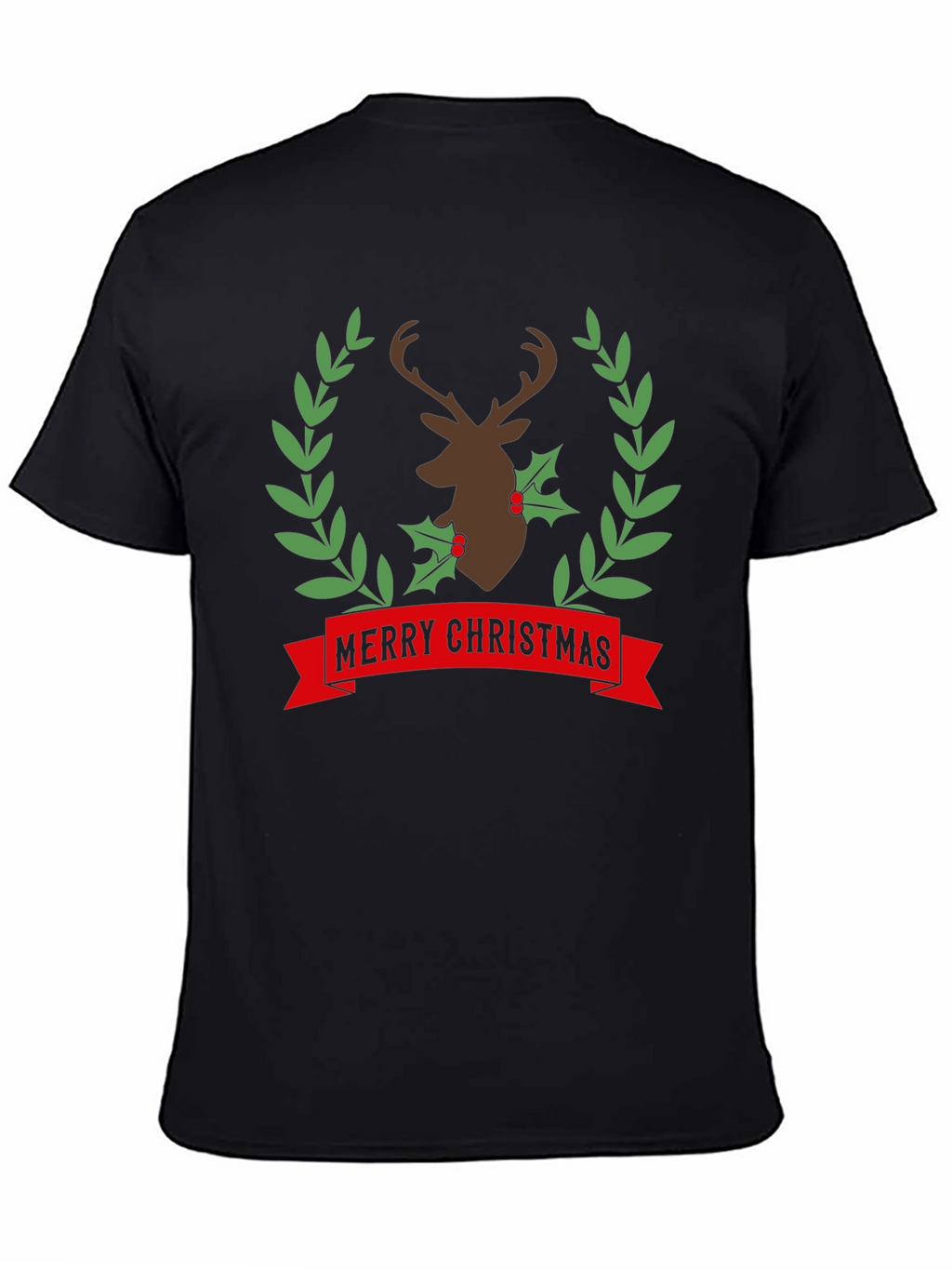 Merry Christmas Deer Wreath Graphic Tee