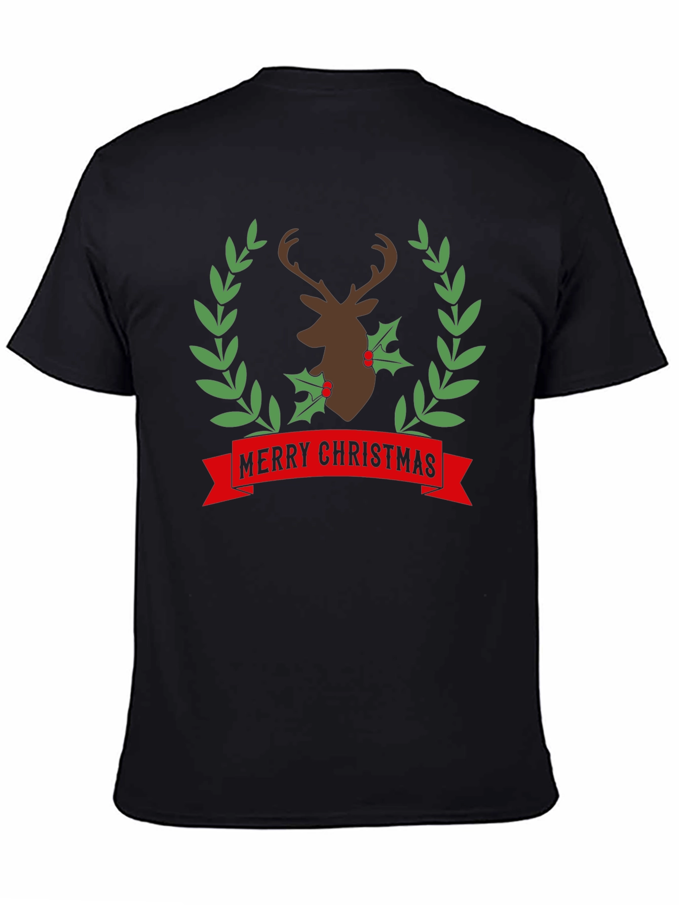 Merry Christmas Deer Wreath Graphic Tee