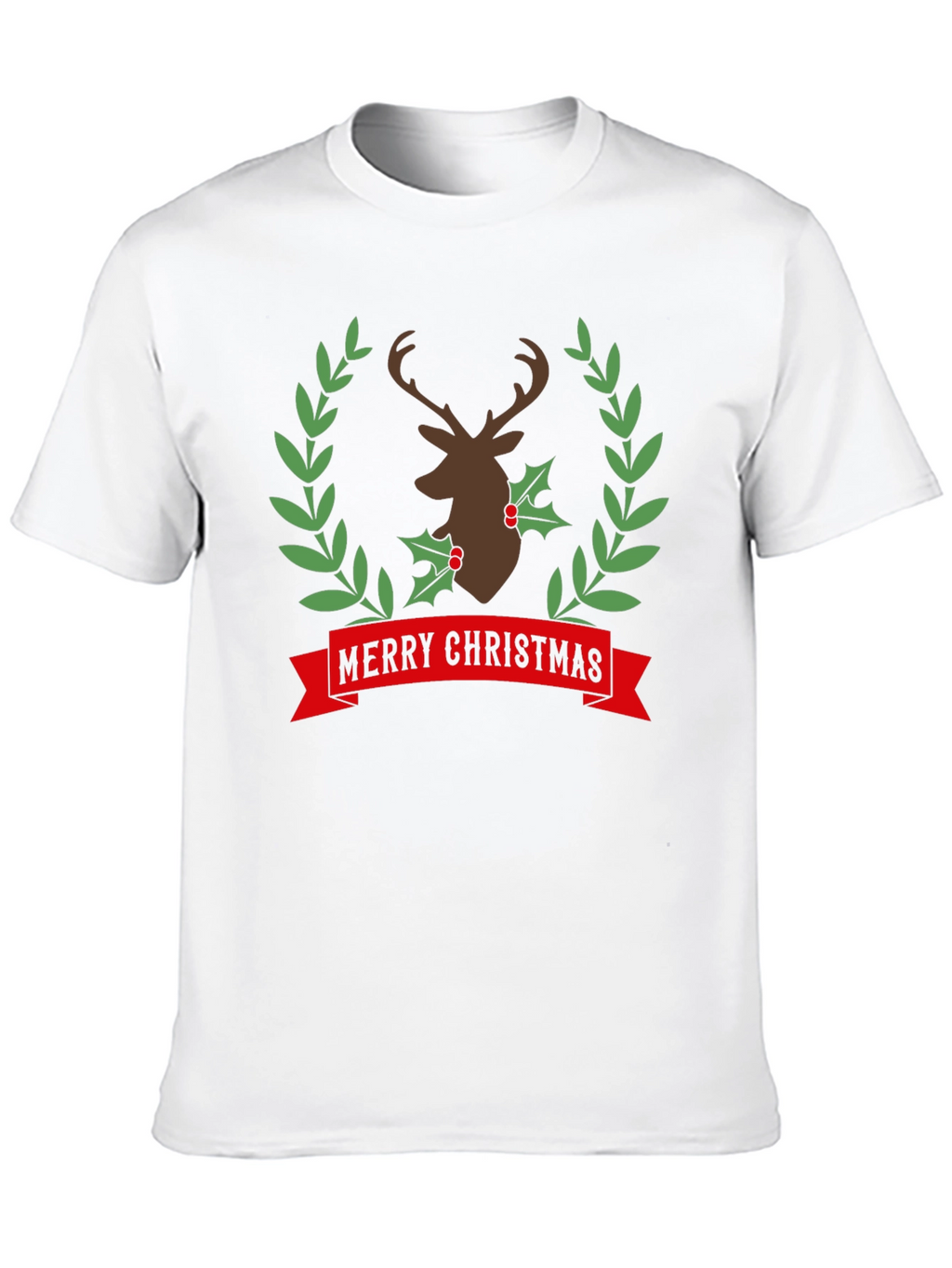 Merry Christmas Deer Wreath Graphic Tee