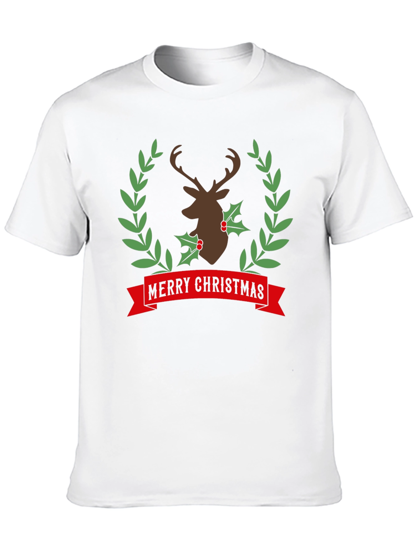 Merry Christmas Deer Wreath Graphic Tee