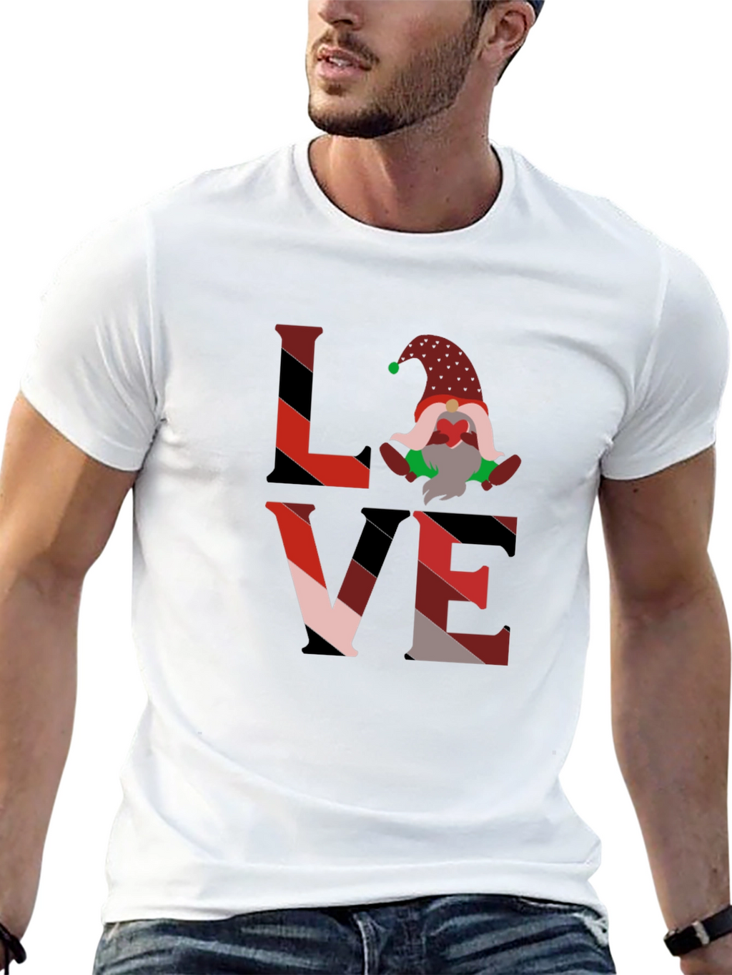 Love Gnome Graphic T-Shirt - Festive Holiday Wear