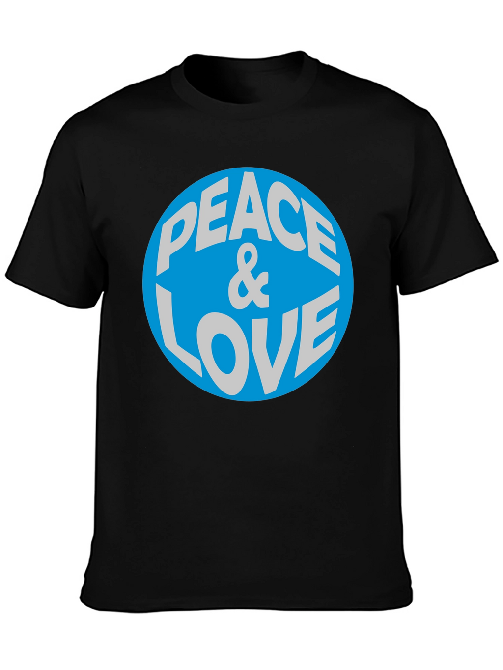 Peace & Love Graphic T-Shirt - Blue Circle Design