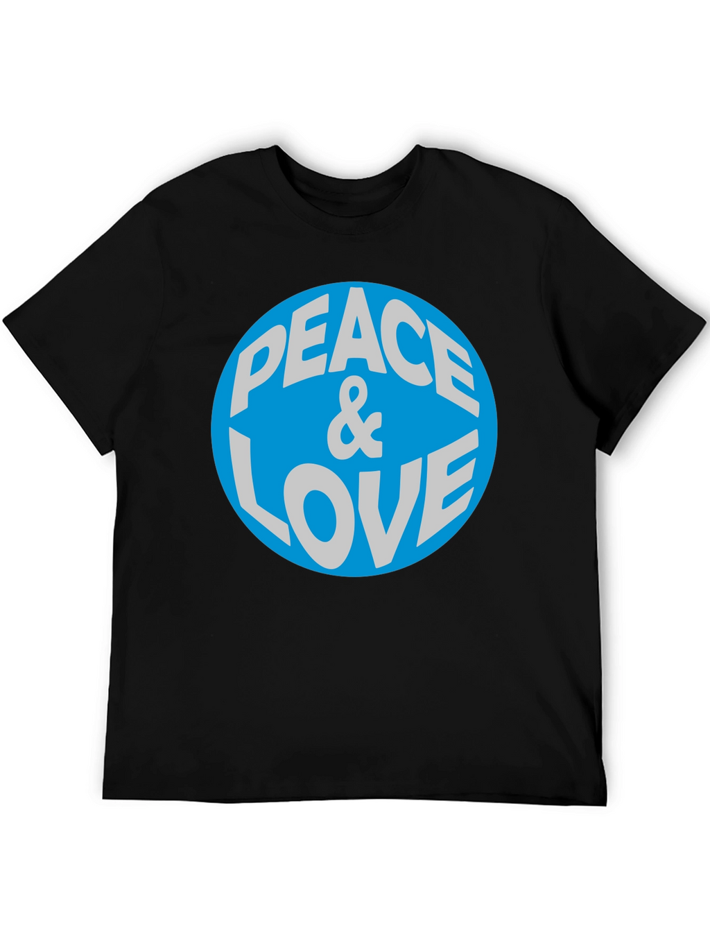 Peace & Love Graphic T-Shirt - Blue Circle Design