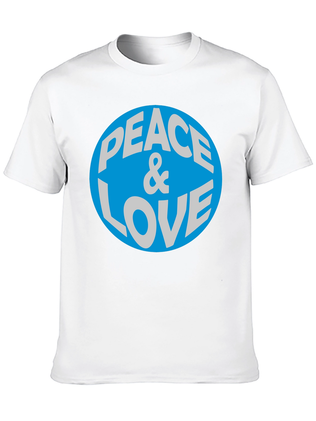 Peace & Love Graphic T-Shirt - Blue Circle Design