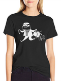 Cartoon Burglar Graphic T-Shirt - Black Crew Neck