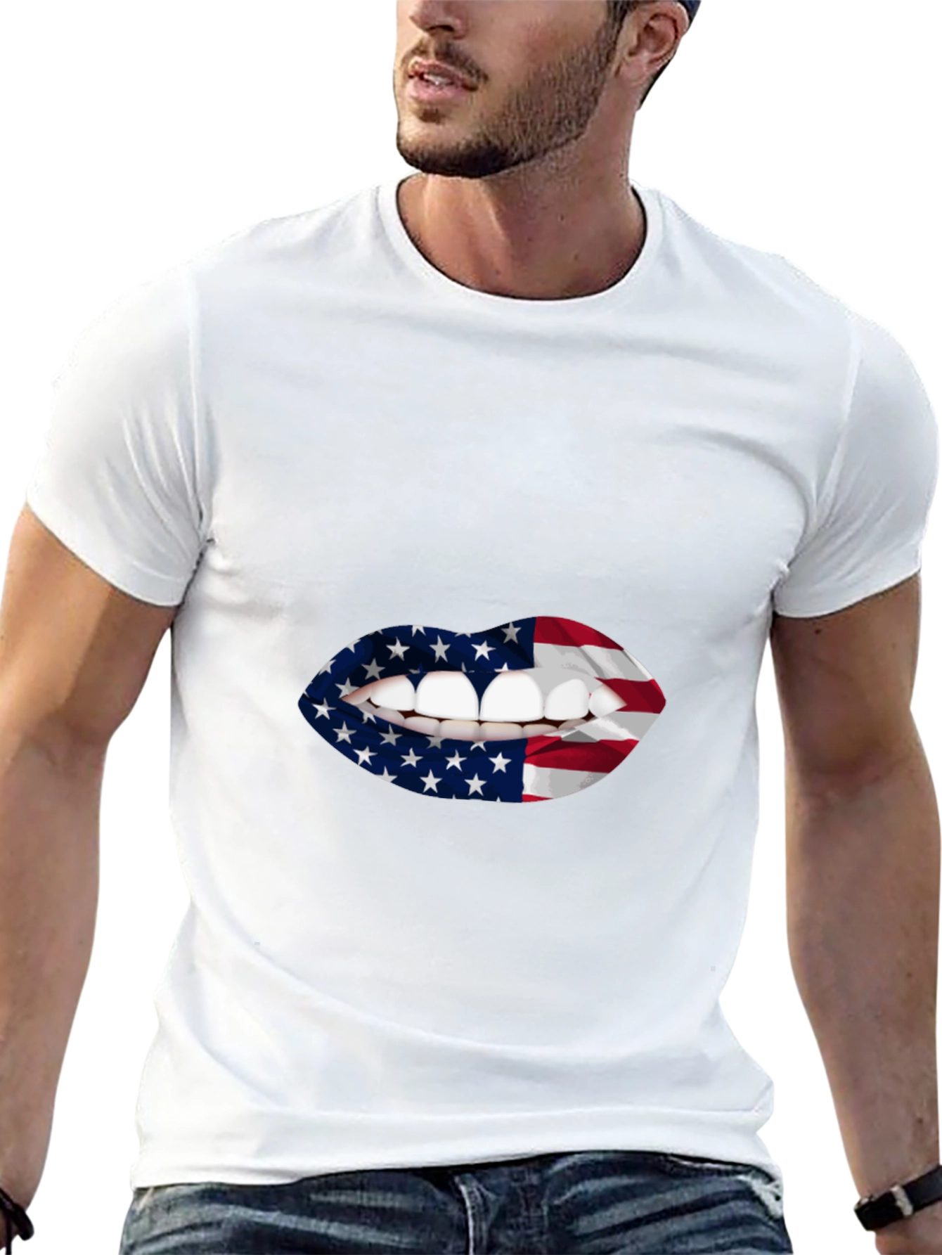 USA Flag Lips Graphic T-Shirt