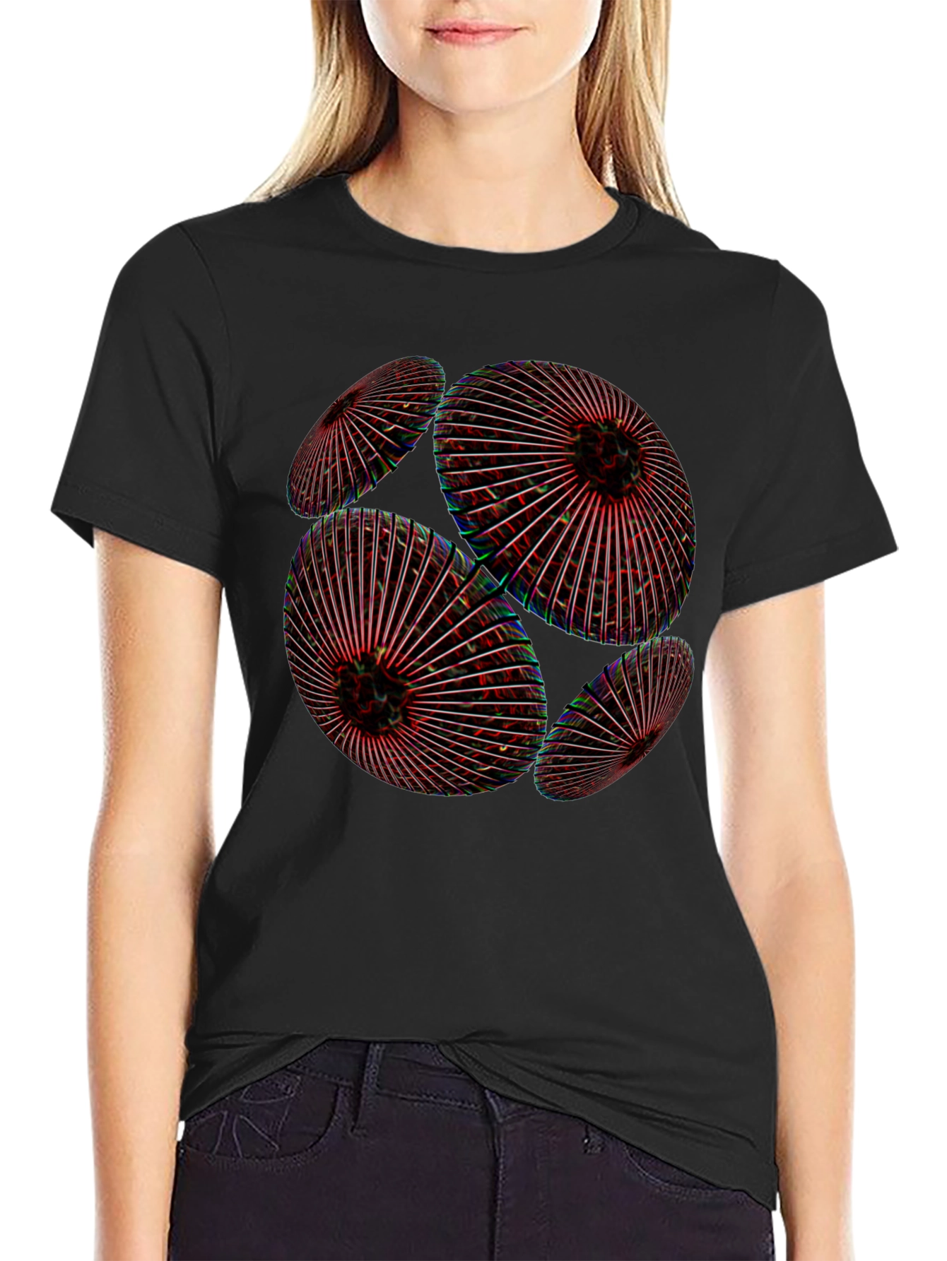 Abstract Geometric Orb Black T-Shirt