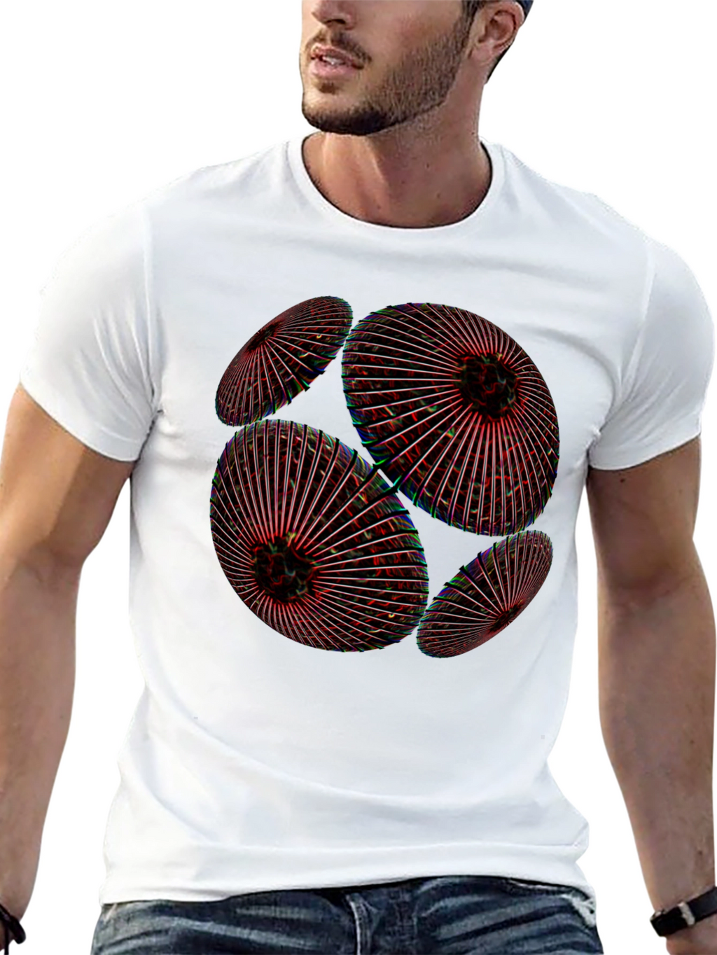 Abstract Geometric Orb Black T-Shirt