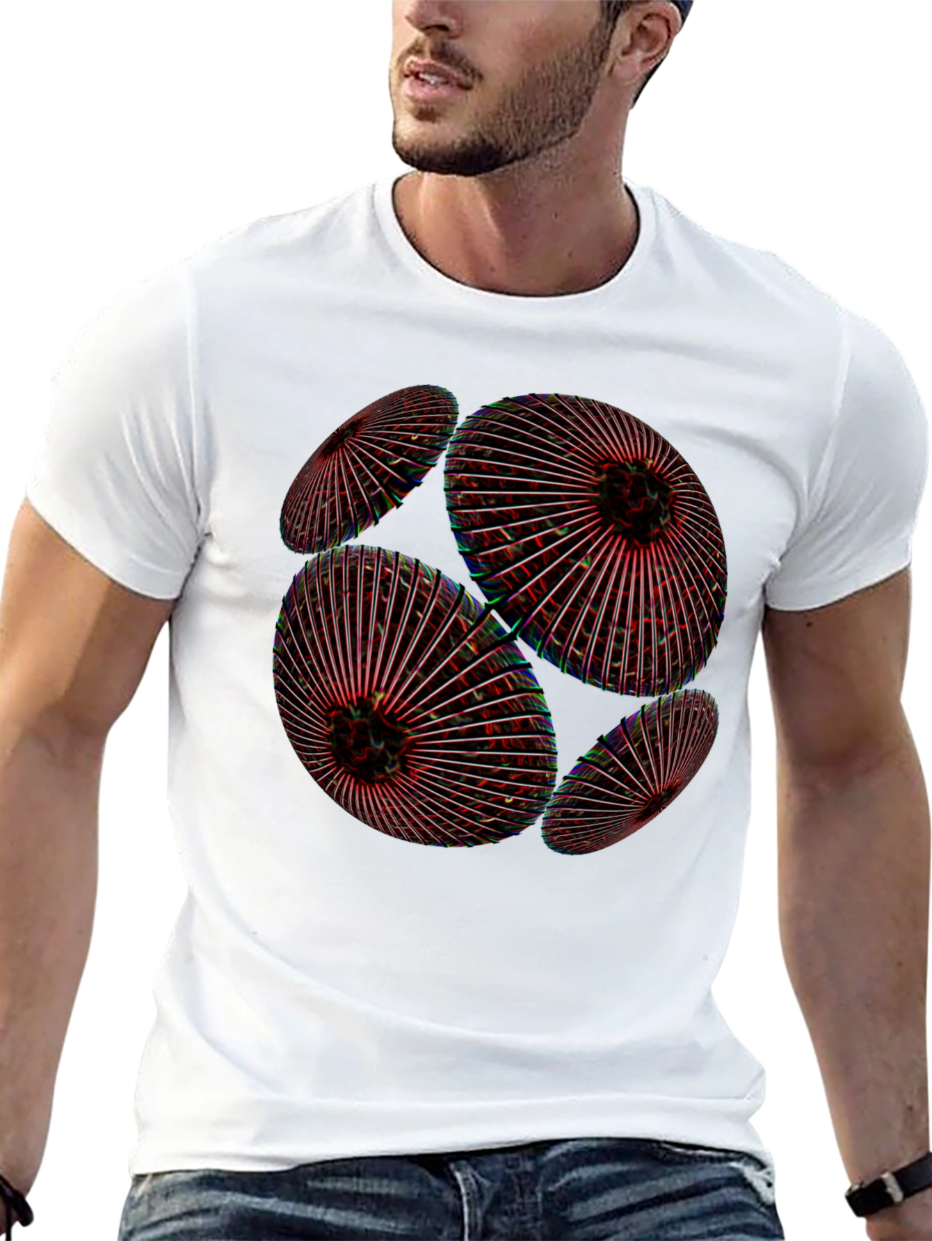 Abstract Geometric Orb Black T-Shirt