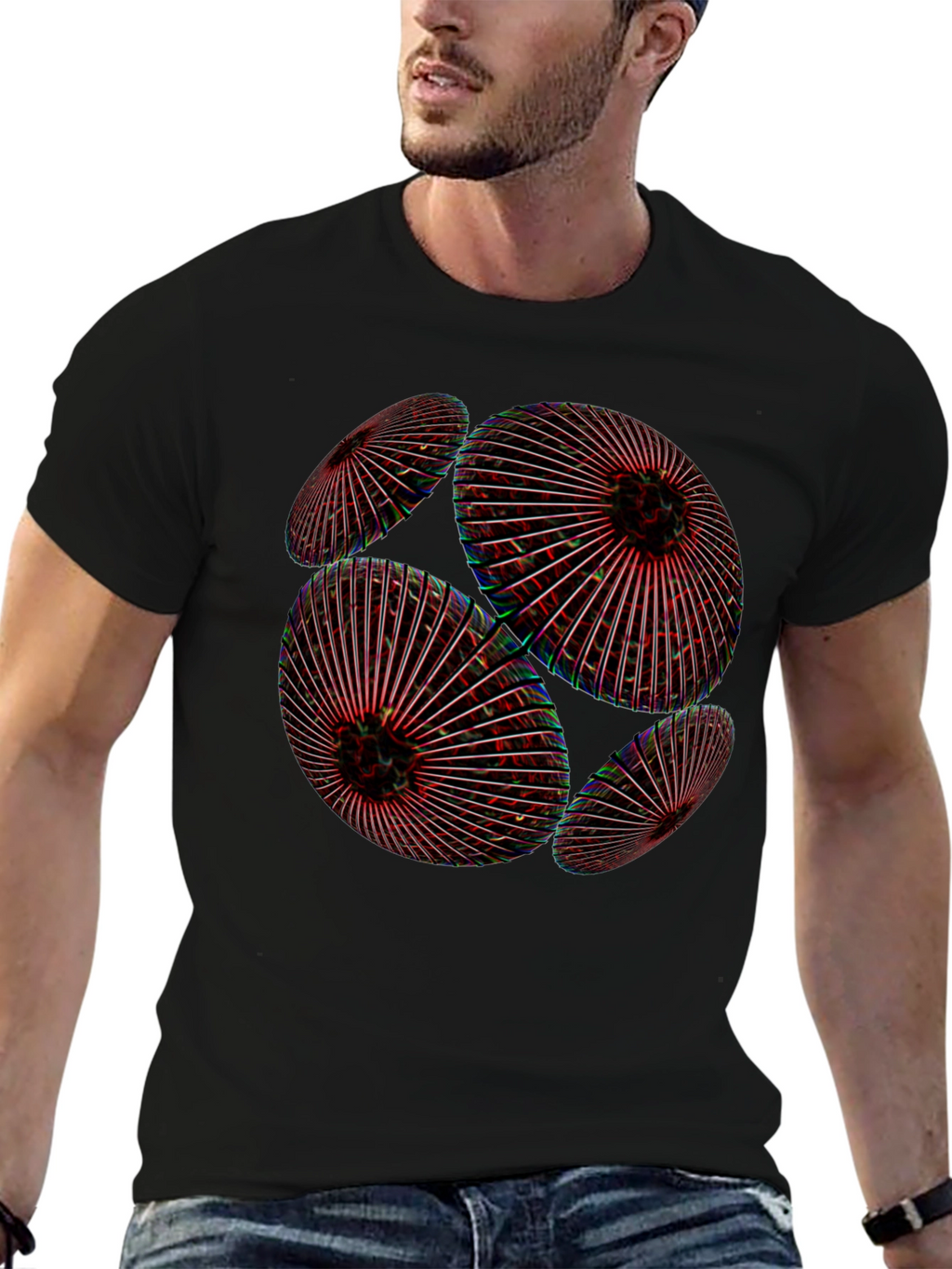 Abstract Geometric Orb Black T-Shirt