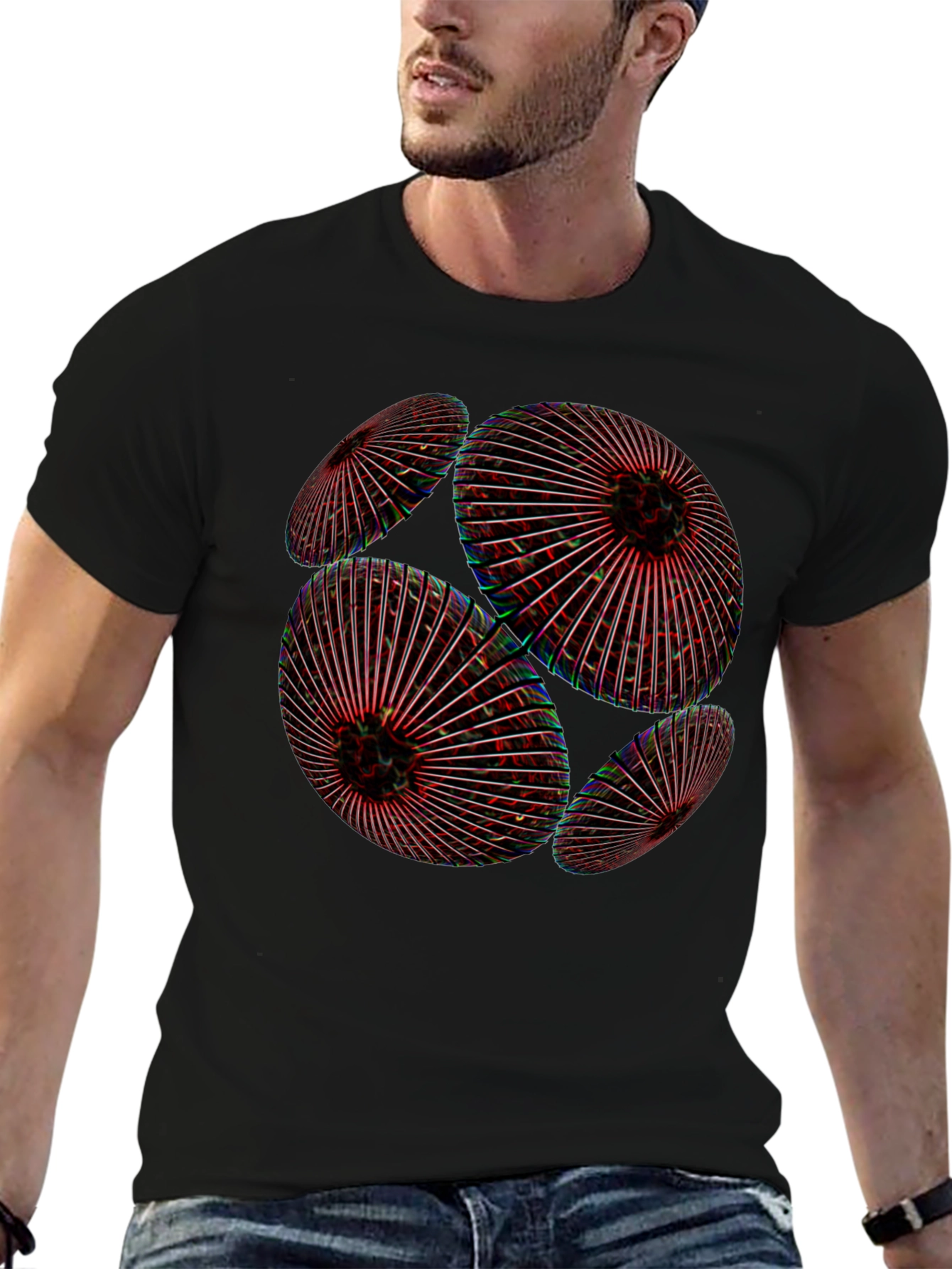 Abstract Geometric Orb Black T-Shirt