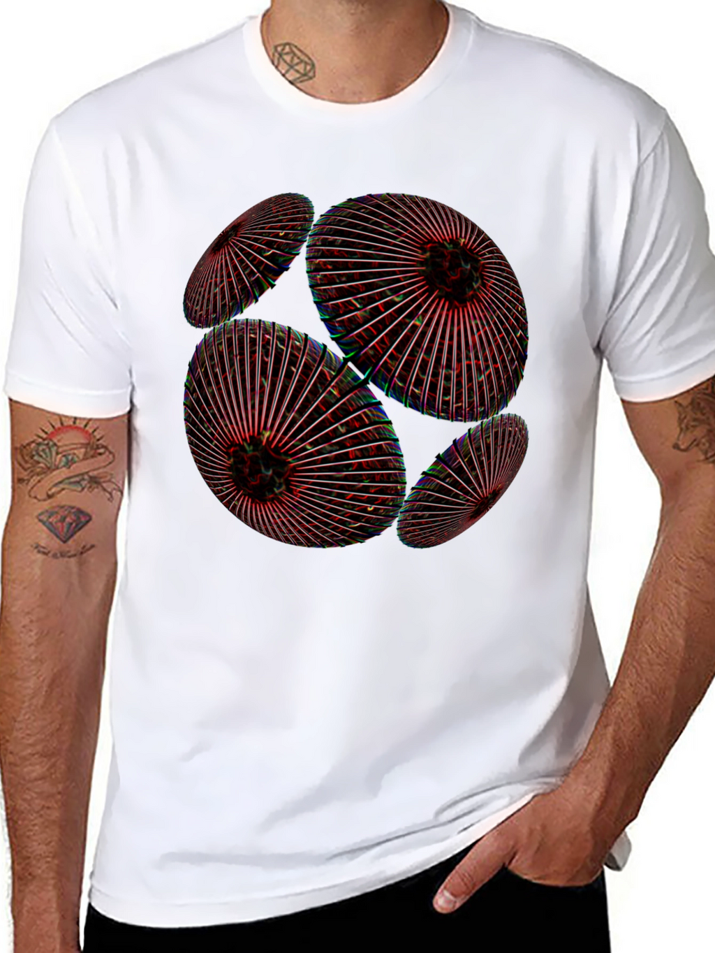 Abstract Geometric Orb Black T-Shirt