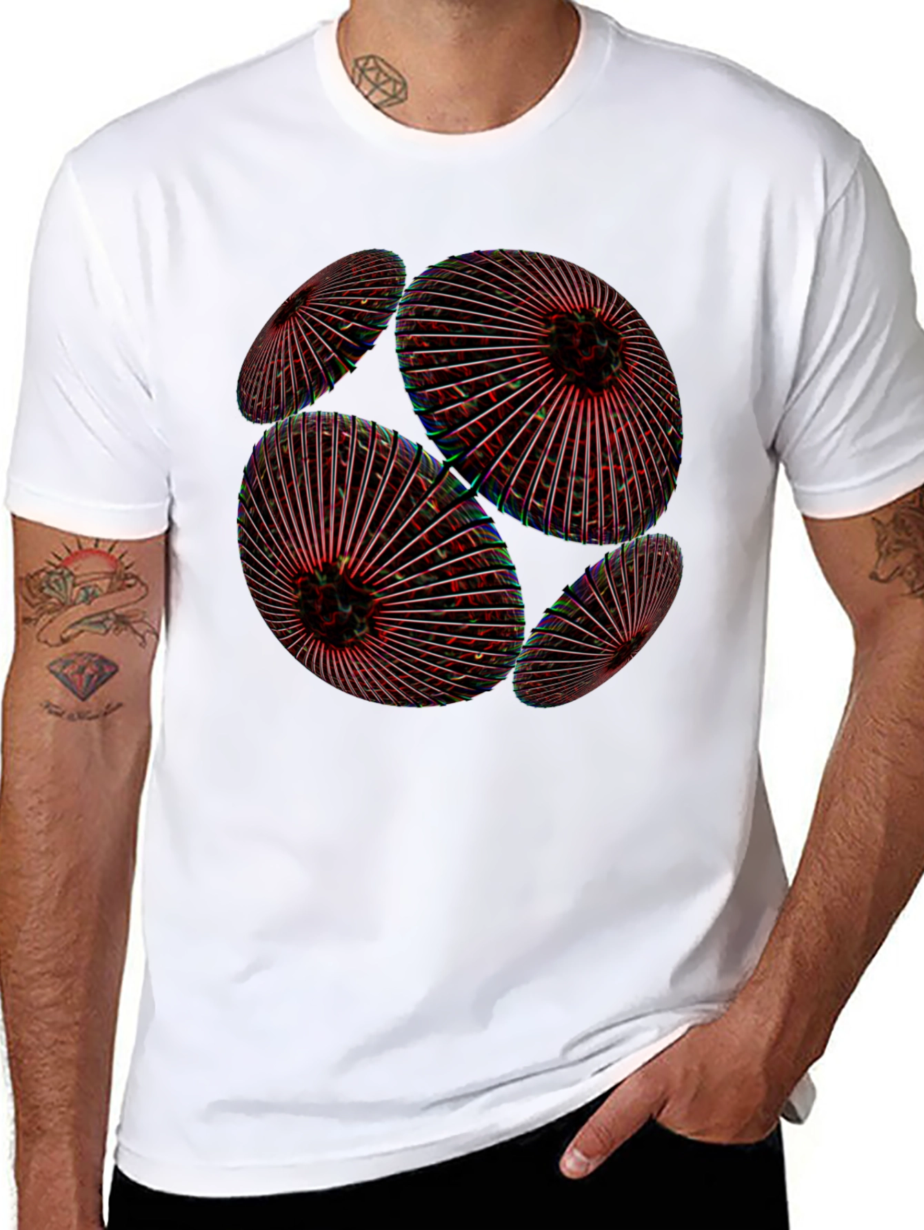 Abstract Geometric Orb Black T-Shirt