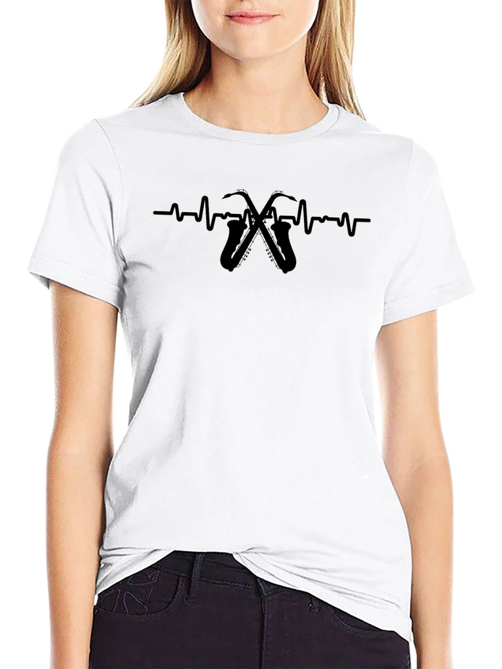 Saxophone Heartbeat Graphic Tee - Musician T-Shirt