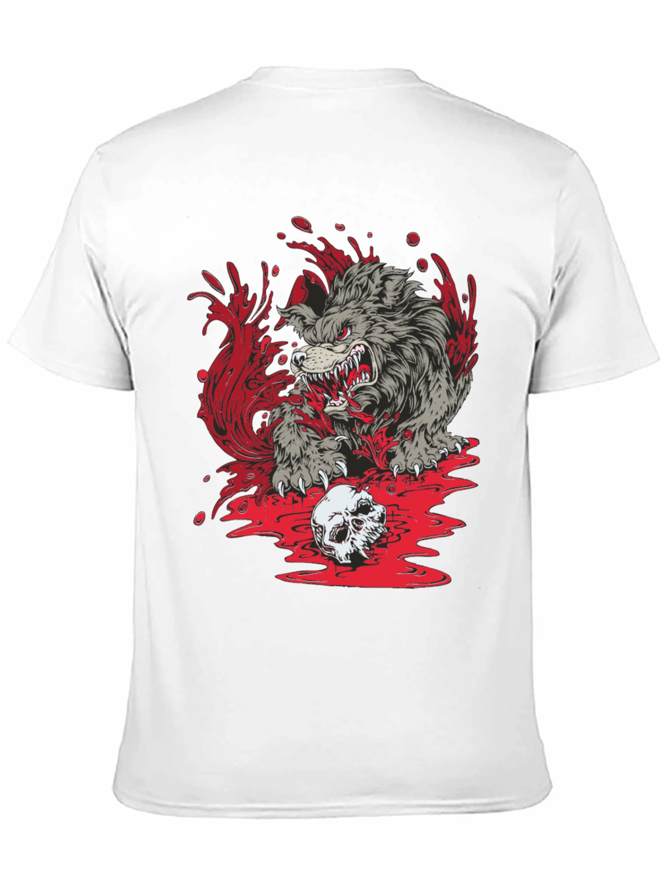 Wolf Skull Graphic Print Tee