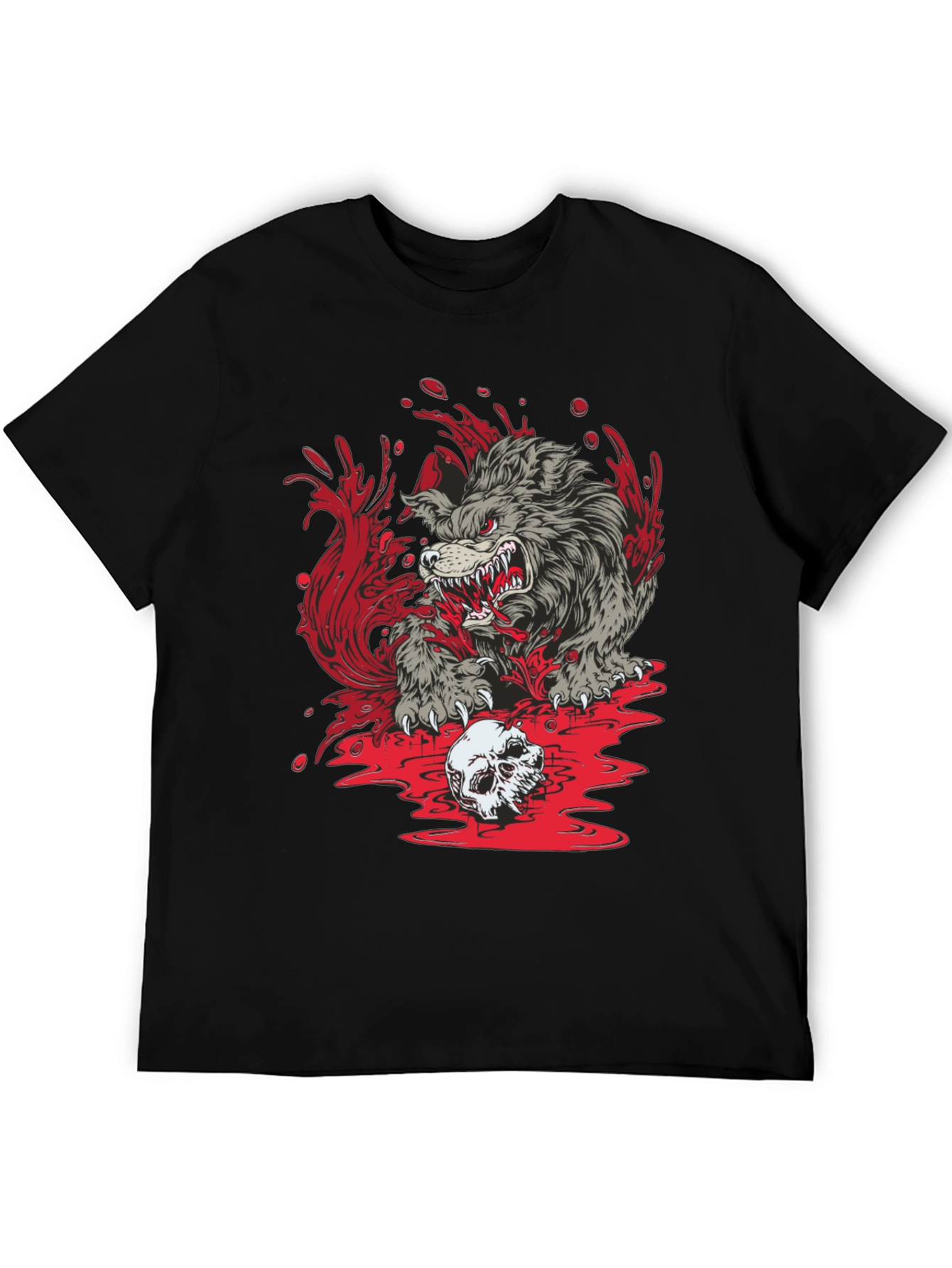 Wolf Skull Graphic Print Tee