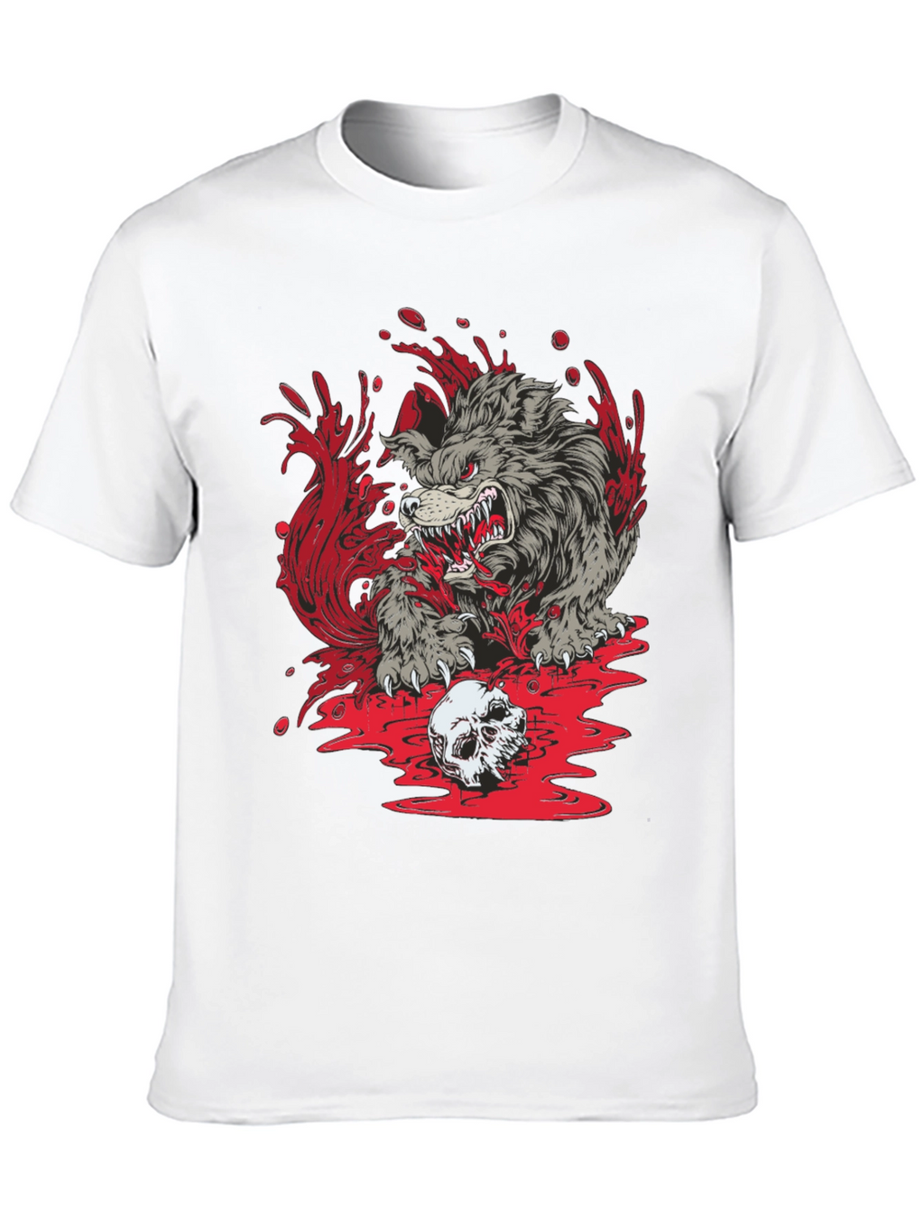 Wolf Skull Graphic Print Tee