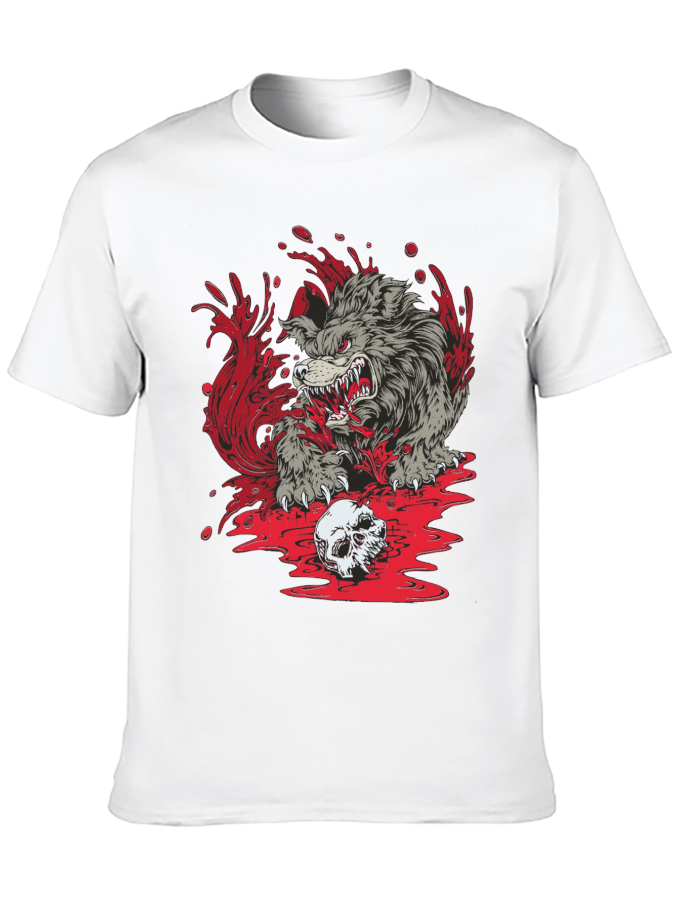 Wolf Skull Graphic Print Tee