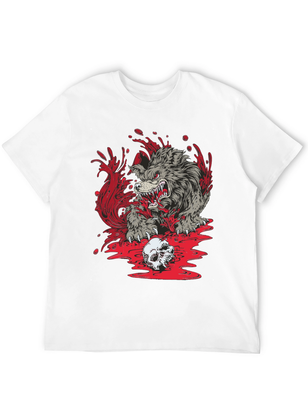 Wolf Skull Graphic Print Tee