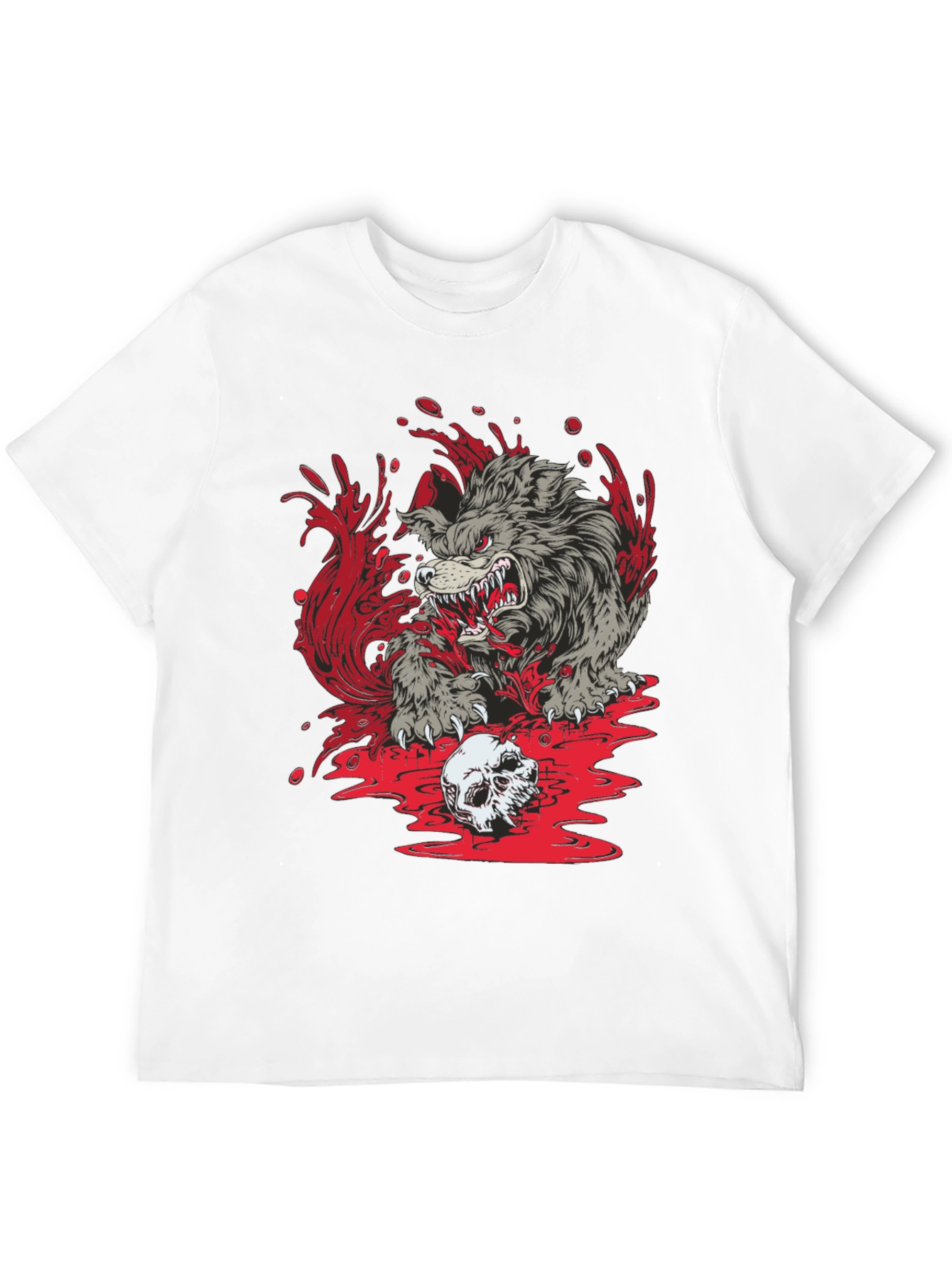 Wolf Skull Graphic Print Tee