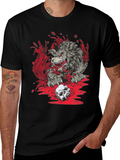 Wolf Skull Graphic Print Tee