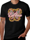 Be Free Leopard Butterfly Sunflower Graphic Tee