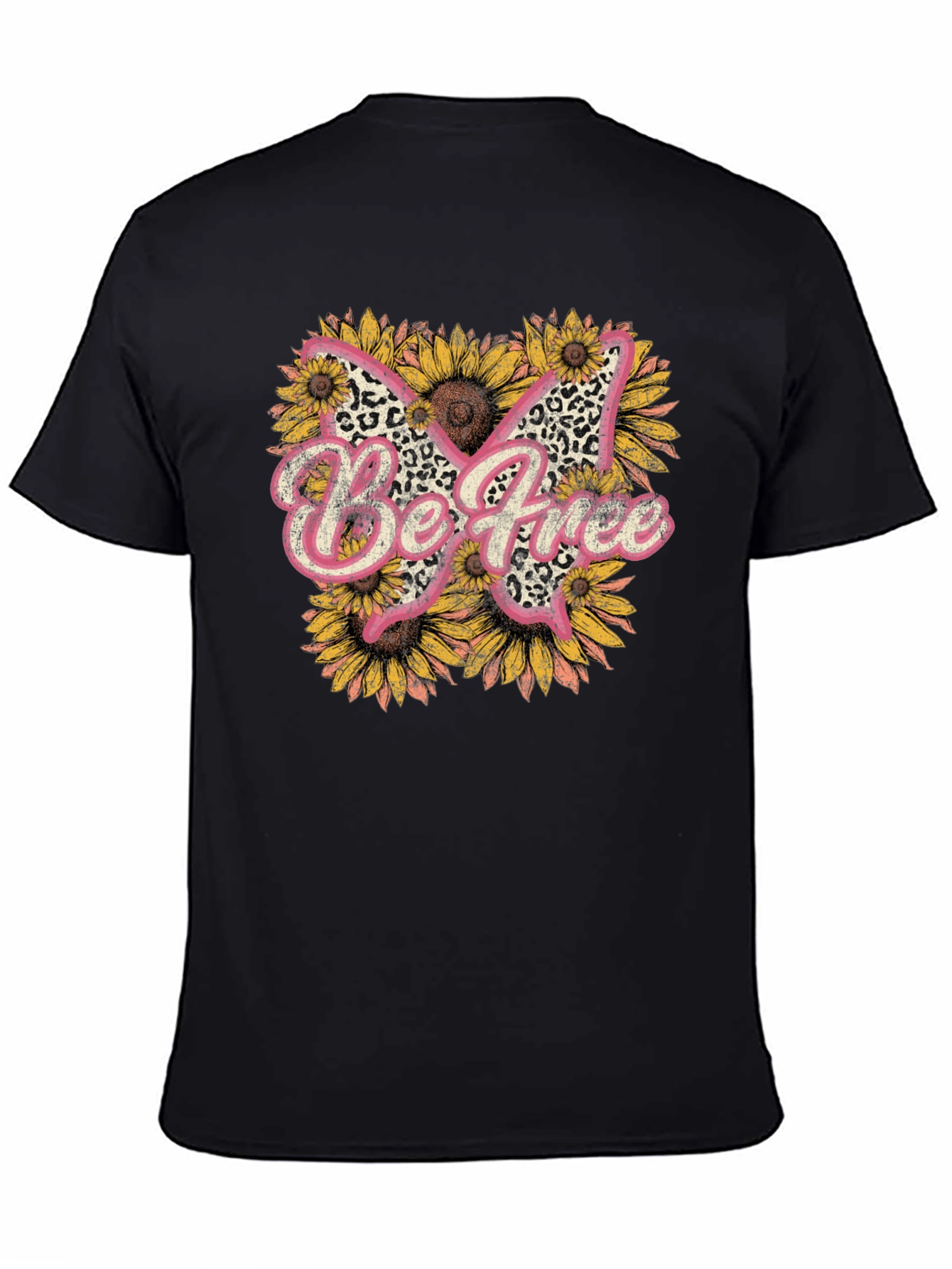 Be Free Leopard Butterfly Sunflower Graphic Tee