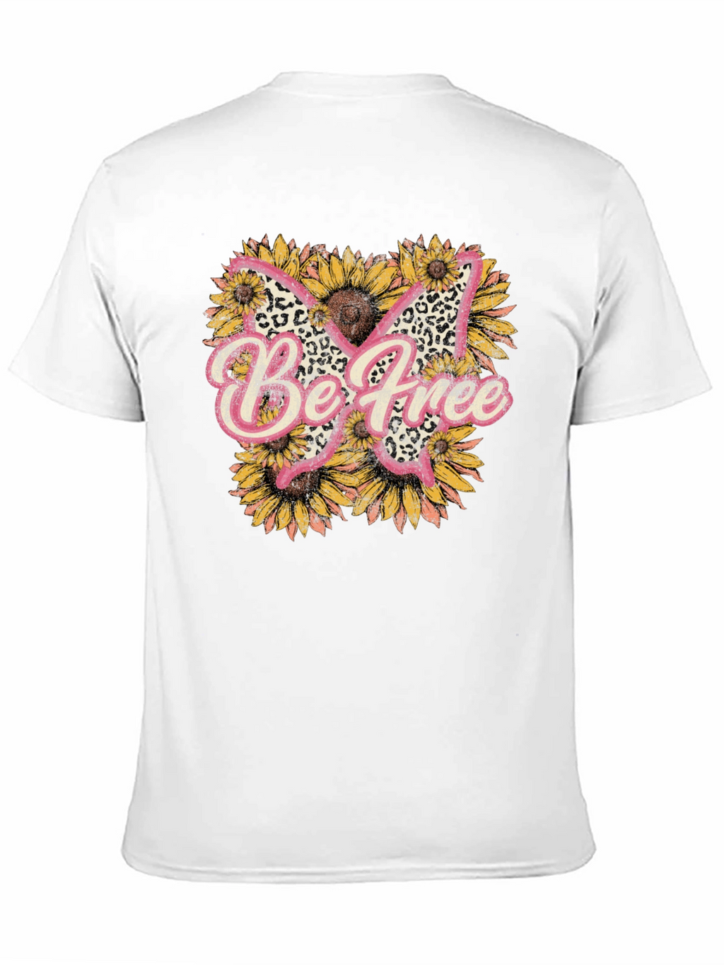 Be Free Leopard Butterfly Sunflower Graphic Tee