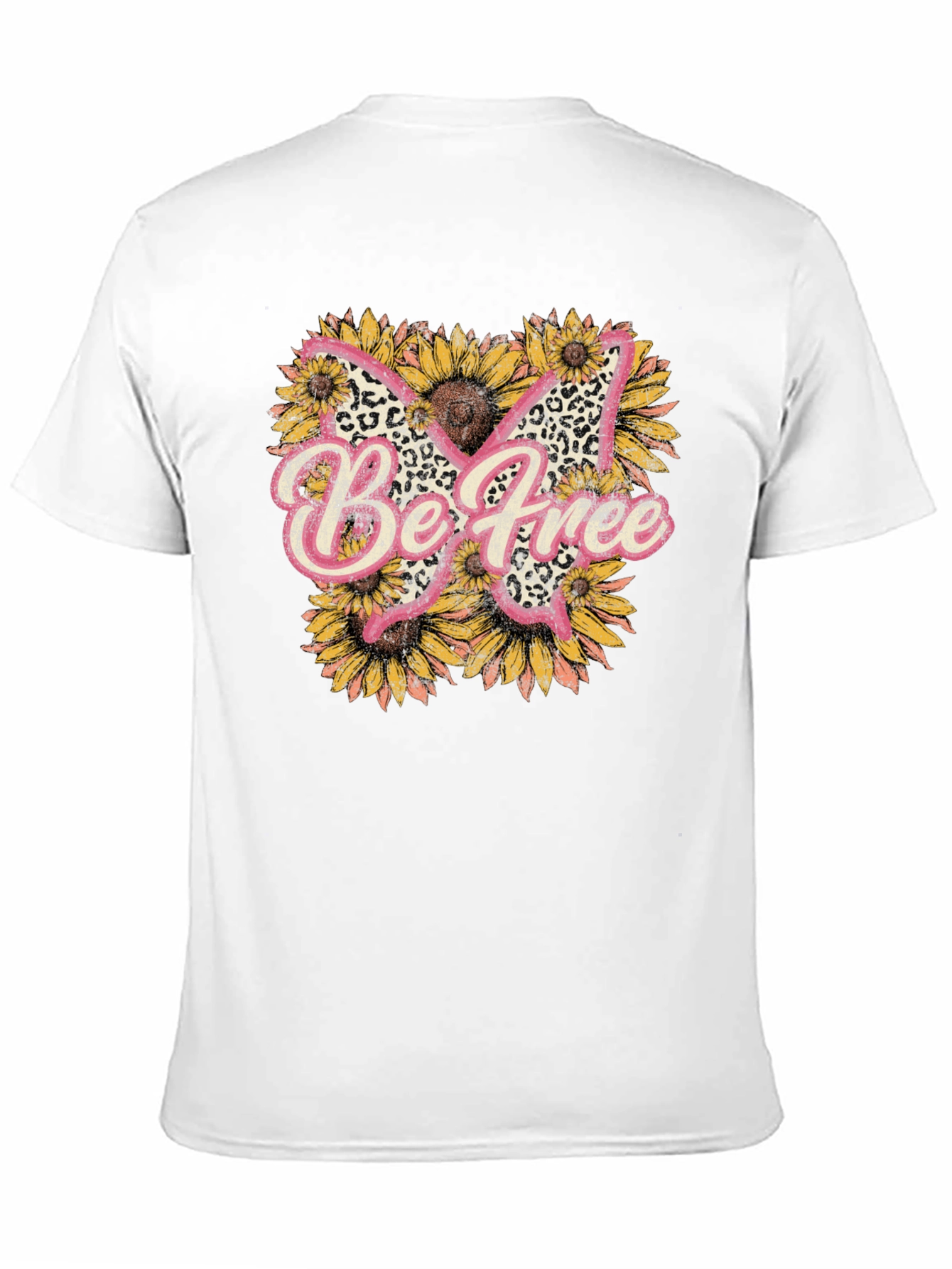 Be Free Leopard Butterfly Sunflower Graphic Tee