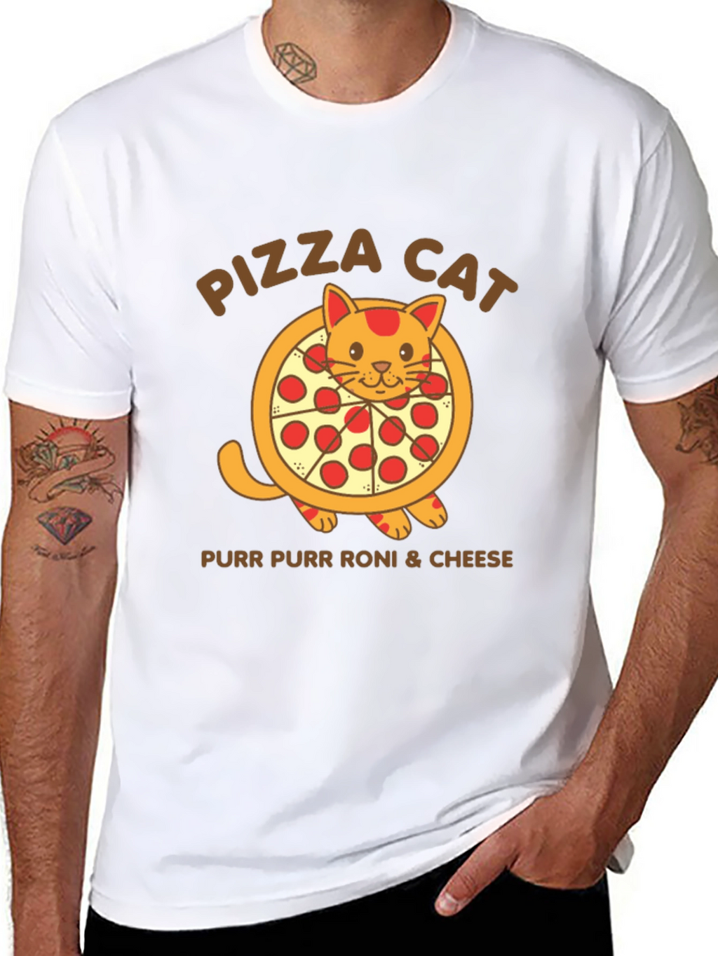 Pizza Cat T-Shirt - Purr Purr Roni & Cheese