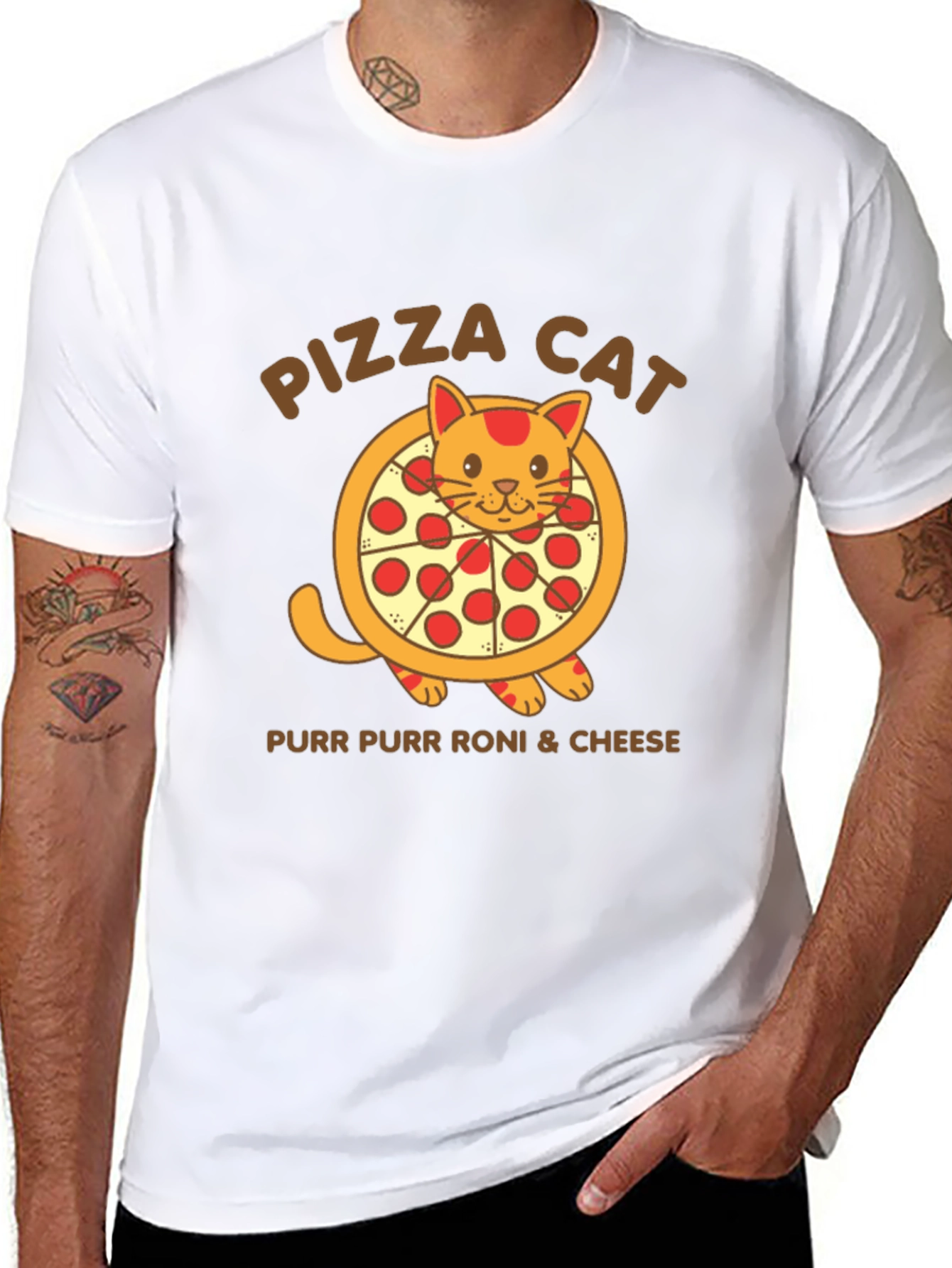Pizza Cat T-Shirt - Purr Purr Roni & Cheese