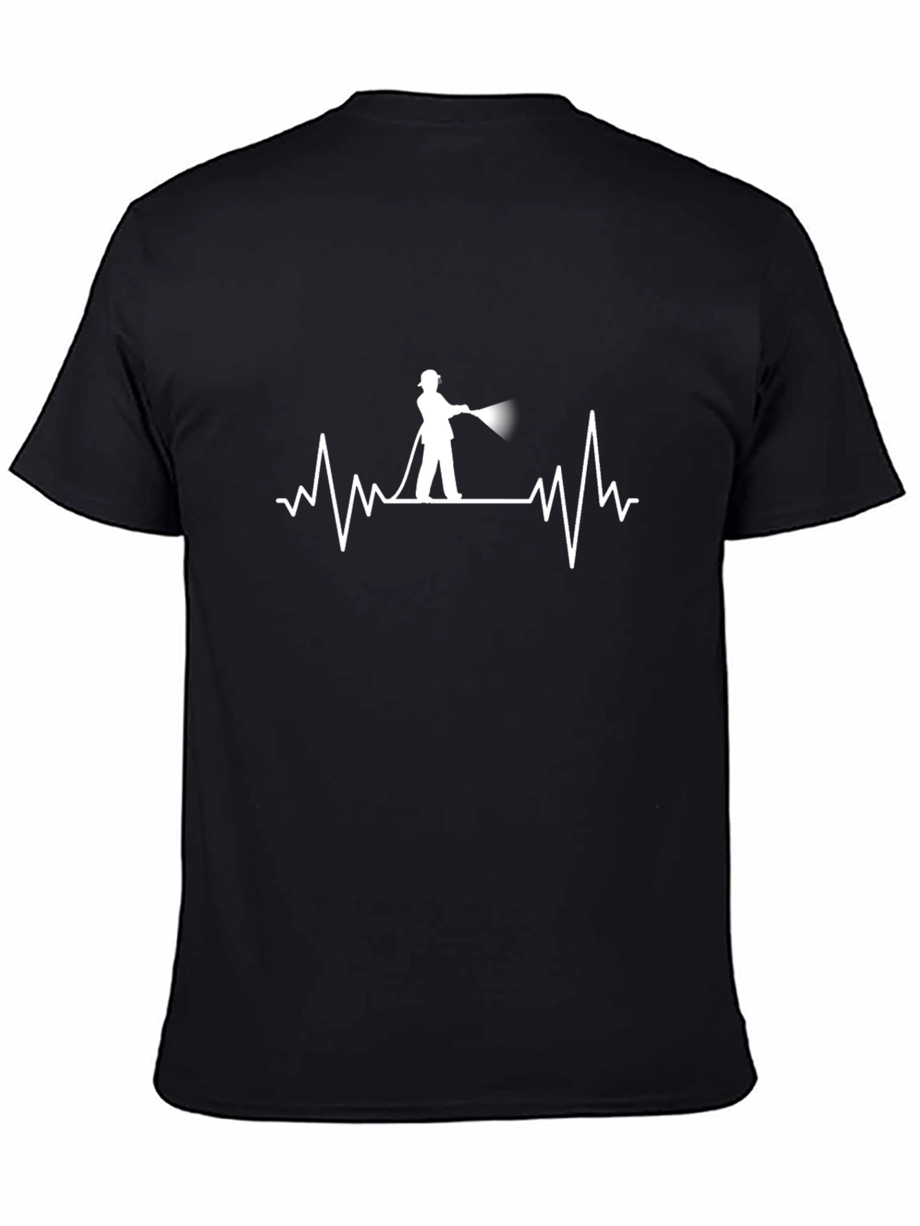 Firefighter Heartbeat T-Shirt - Black