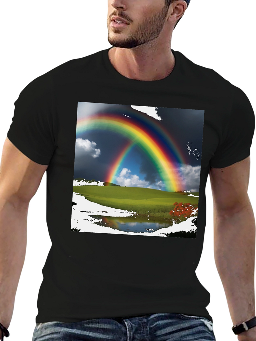 Rainbow Scene Black T-Shirt