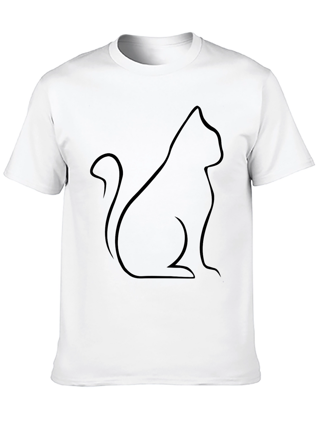 Black Cat Outline T-Shirt - Minimalist Design