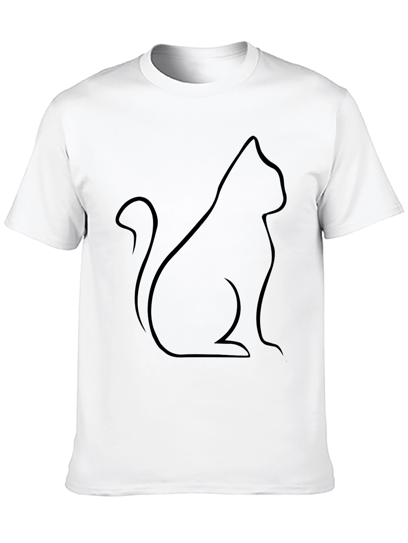 Black Cat Outline T-Shirt - Minimalist Design