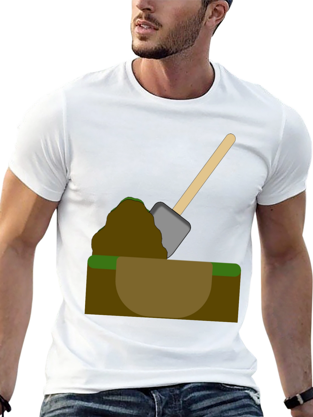 Digging T-Shirt - Cartoon Shovel in Hole Graphic Tee